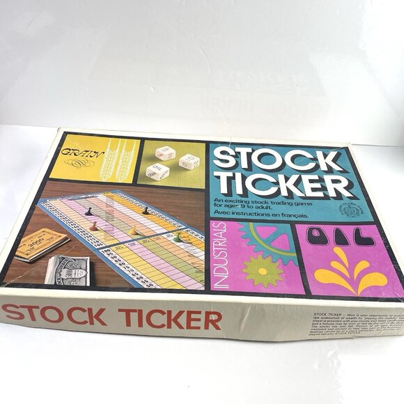 Vintage Stock Ticker Board Game - Stock Market - Coop Clark complete Pink Cover - Picture 12 of 16